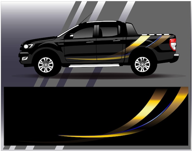 Auto wrap ontwerp vector. Grafische abstracte streep race-achtergrondkitontwerpen voor wrap-voertuig