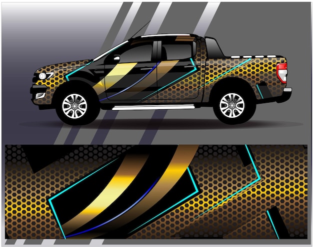 Auto wrap ontwerp vector. Grafische abstracte streep race-achtergrondkitontwerpen voor wrap-voertuig