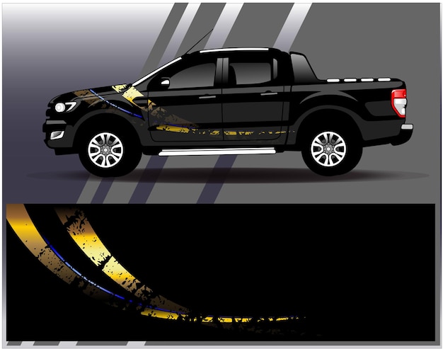 Auto wrap ontwerp vector. Grafische abstracte streep race-achtergrondkitontwerpen voor wrap-voertuig