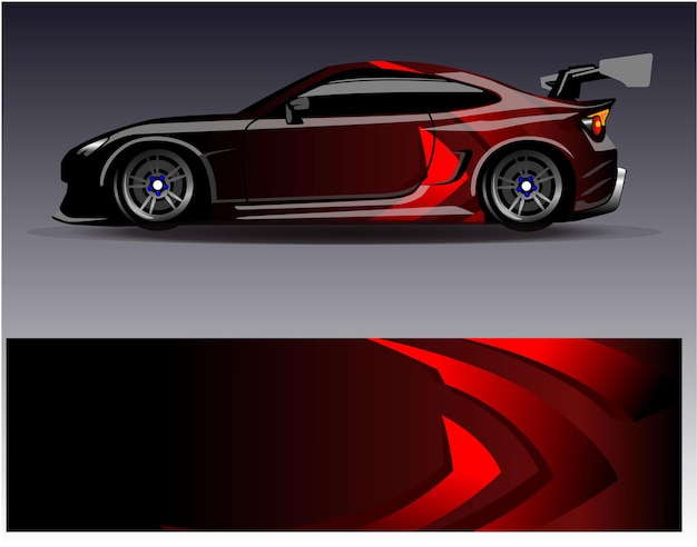 Auto wrap ontwerp vector. Grafische abstracte streep race-achtergrondkitontwerpen voor wrap-voertuig