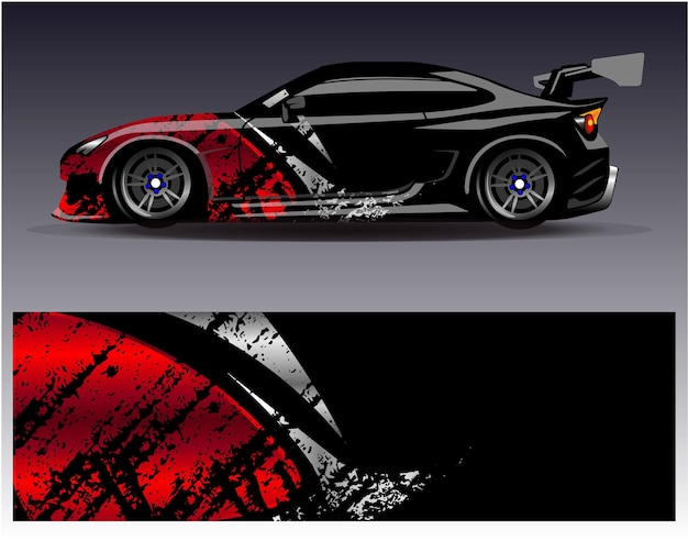 Auto wrap ontwerp vector. Grafische abstracte streep race-achtergrondkitontwerpen voor wrap-voertuig