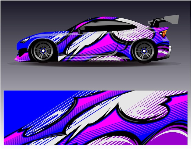 Auto wrap ontwerp vector. Grafische abstracte streep race-achtergrondkitontwerpen voor wrap-voertuig