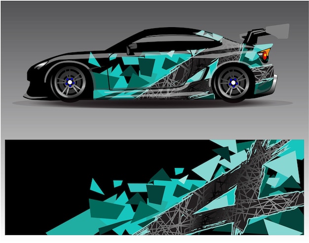 Auto wrap ontwerp vector. grafische abstracte streep race-achtergrondkitontwerpen voor wrap