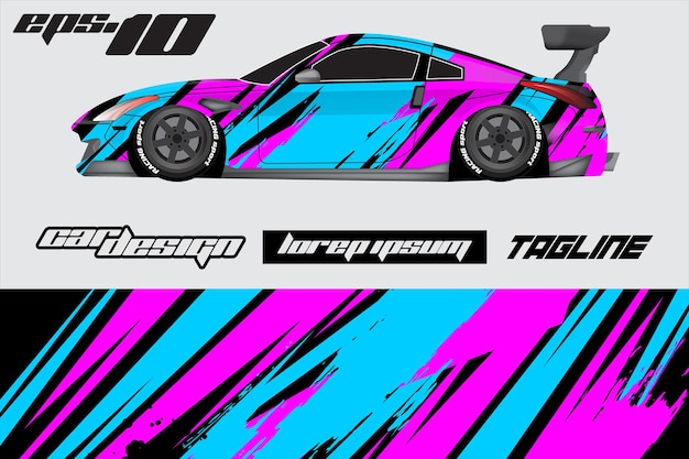 Vector auto wrap sticker ontwerpconcept abstracte grunge achtergrond voor het inpakken van voertuigen raceauto's