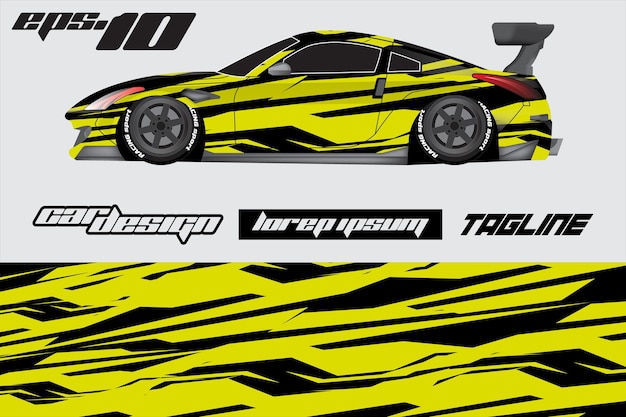 Vector auto wrap sticker ontwerpconcept abstracte grunge achtergrond voor het inpakken van voertuigen raceauto's