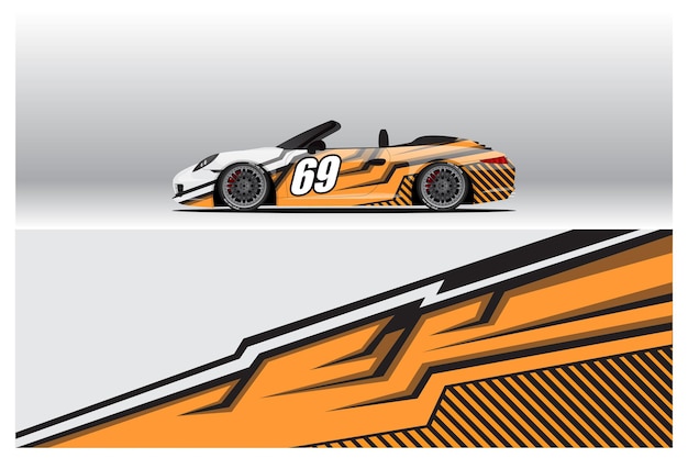 Auto wrap sticker ontwerpen. abstracte race- en sportachtergrond voor racekleuren of dagelijks gebruik auto vinyl sticker. sticker vector eps klaar afdrukken.