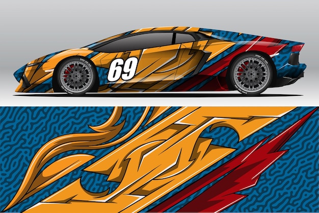 Auto wrap sticker ontwerpen voor race livery of dagelijkse auto vinyl sticker