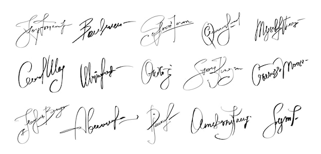 Vector autografenpakket set naam facsimile