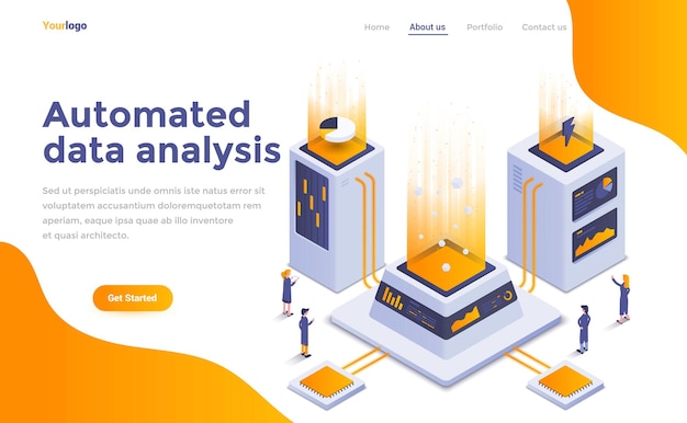 Automated data analysis isometric landing page