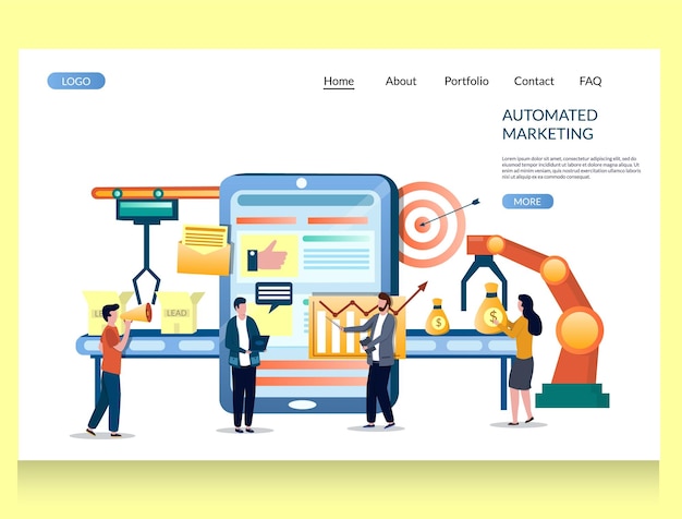 Automated marketing vector website landing page design template