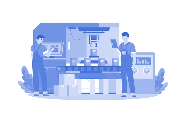 Automated Production Illustration concept on white background