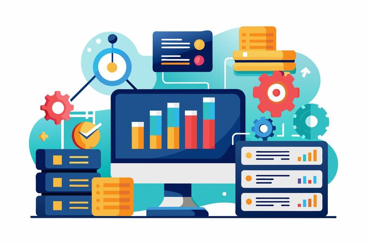 Vector 자동화 된 통계 보고서는 평평한 데이터베이스에서 데이터 트렌드와 통찰력을 시각화하는 동안 생성됩니다.