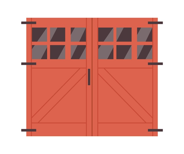 Automated wooden garage door gate flat icon Warehouse entrance