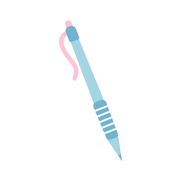 Automatic ballpoint pen in flat style on white background vector illustration