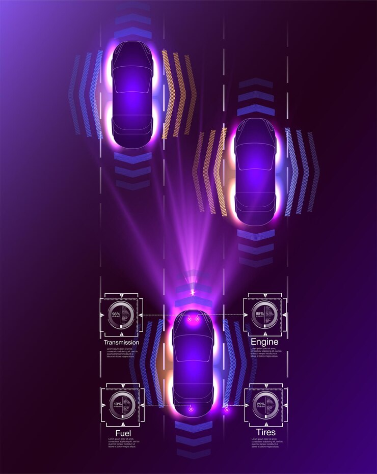Vector automatic braking system avoid car crash from car accident concept for driver assistance systems