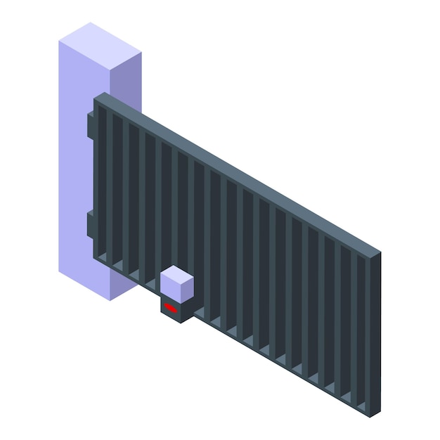 자동 게이트 건물 아이콘 흰색 배경에 고립 된 웹 디자인을 위한 자동 게이트 건물 벡터 아이콘의 아이소메트릭