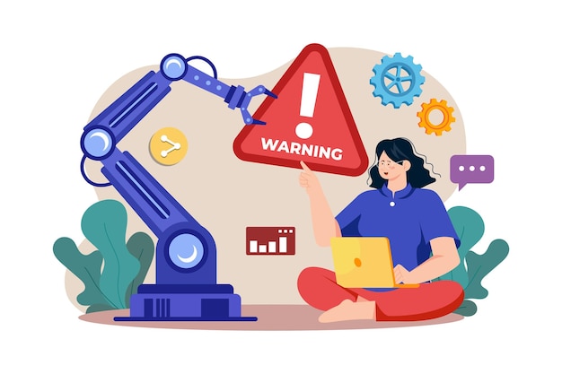 Automatic machine giving warning Illustration concept on white background