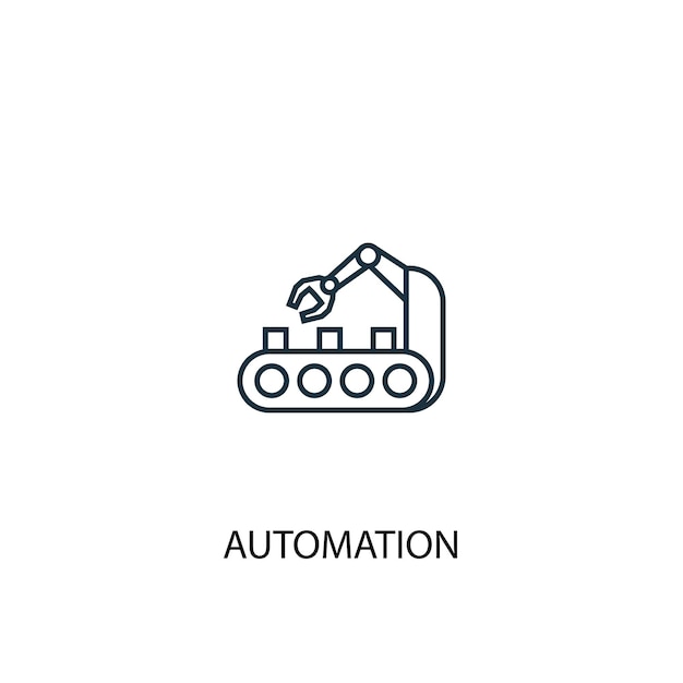 Значок линии концепции автоматизации. Простая иллюстрация элемента. концепция автоматизации наброски символ дизайн. Может использоваться для веб- и мобильных UI / UX