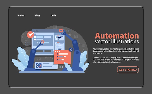 L'automazione negli affari digitali le braccia meccaniche semplificano compiti complessi simboleggiando l'efficienza e