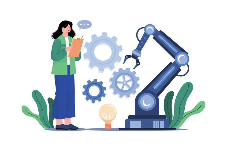 Vector automation machine illustration concept on white background