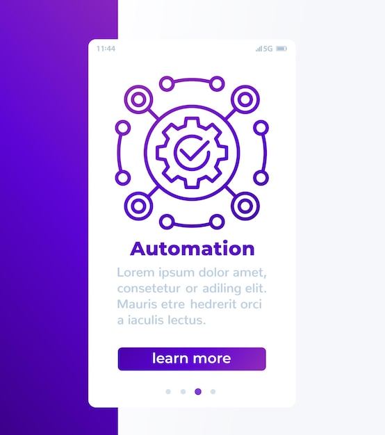 Automation mobile banner with line icon