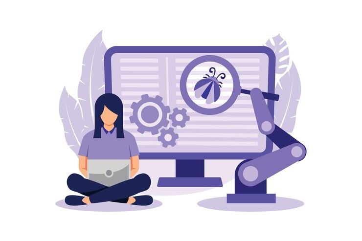 Vector automation testing flat modern design illustration