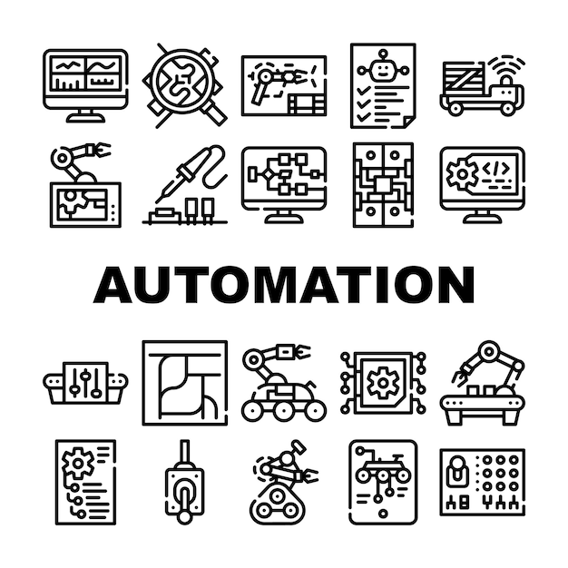 Automatisering Ingenieur Collectie Pictogrammen Set Vector Ijzer Soldeer Solderen Elektronische Microschakeling En Afstandsbediening Robot En Rover Ingenieur Concept Lineaire Pictogrammen Zwarte Contour Illustraties