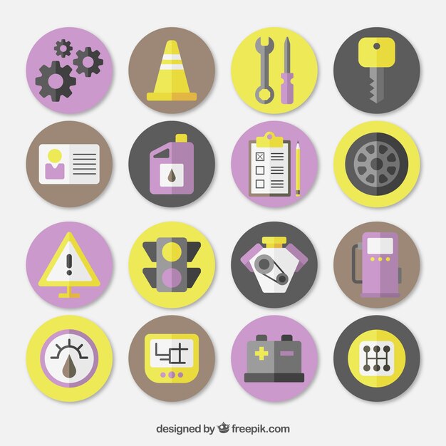 Automobile mechanic icons