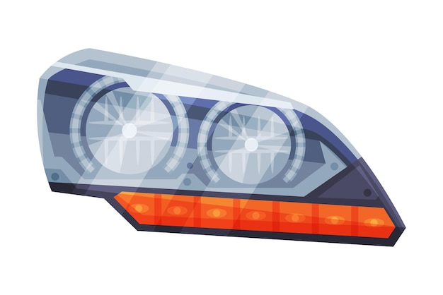 ベクトル 自動車のヘッドライト フロントグローイングヘッドランプ 白い背景のフラットスタイルベクトルイラスト