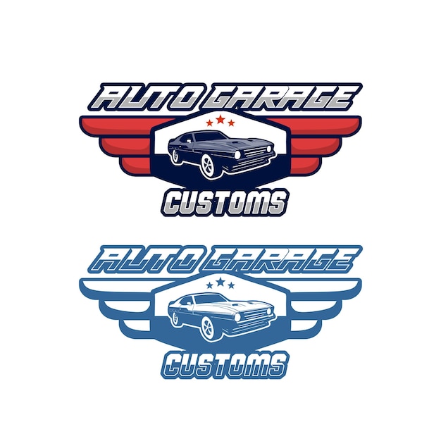 Vector automotive garage logo badge design muscle car