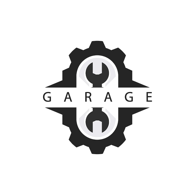 自動車用ガレージlogoemblemwith gear and wrench element