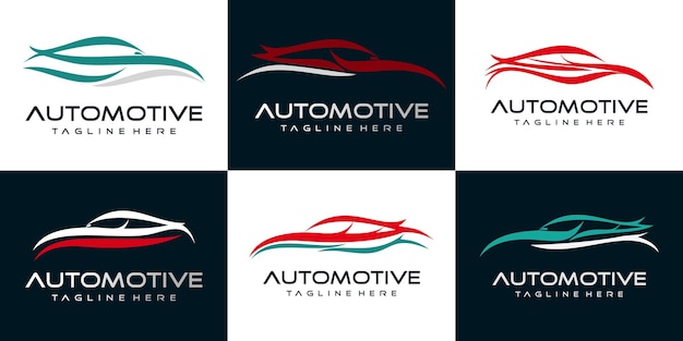 automotive logo design collection with creative concept premium vector