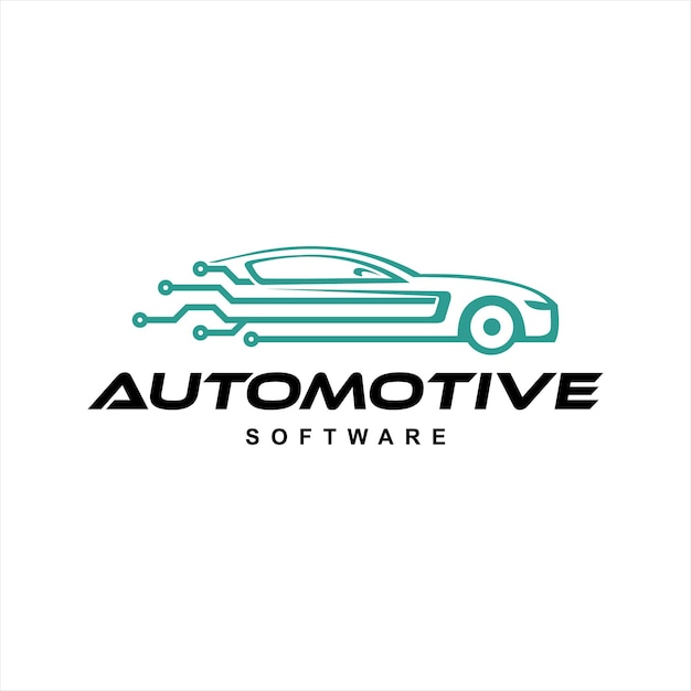 Vector automotive logo design with slihouette of sport car