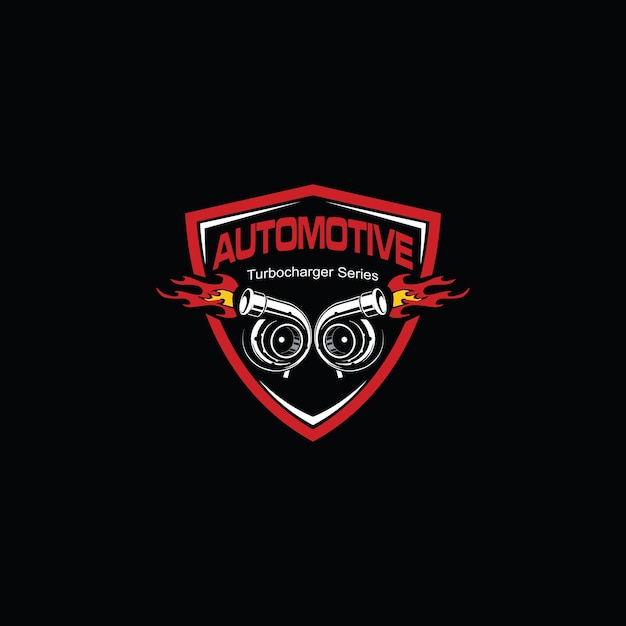 Automotive logo design with turbo charger vector