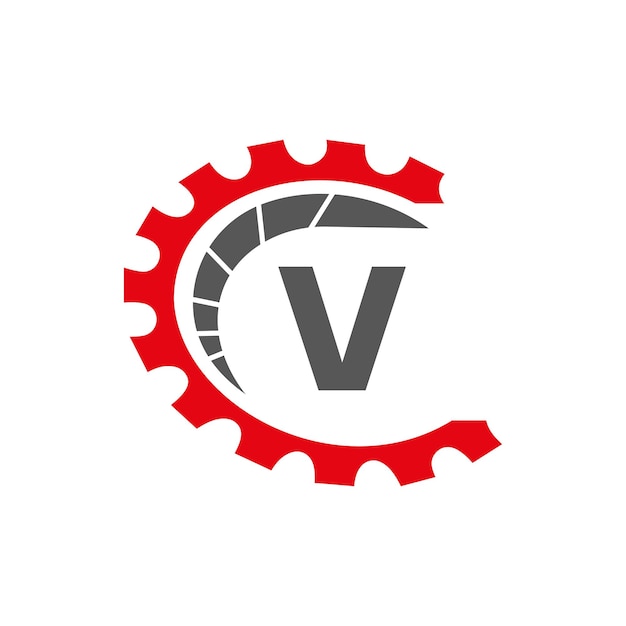 Automotive Logo On Letter V Concept Car Repair Logotype and Mechanic Symbol Vector Template