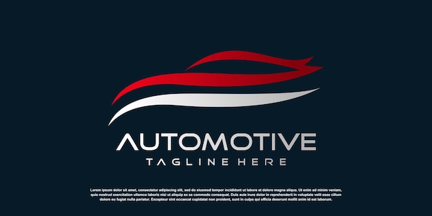 Automotive logo-ontwerp met moderne unieke stijl Premium Vector