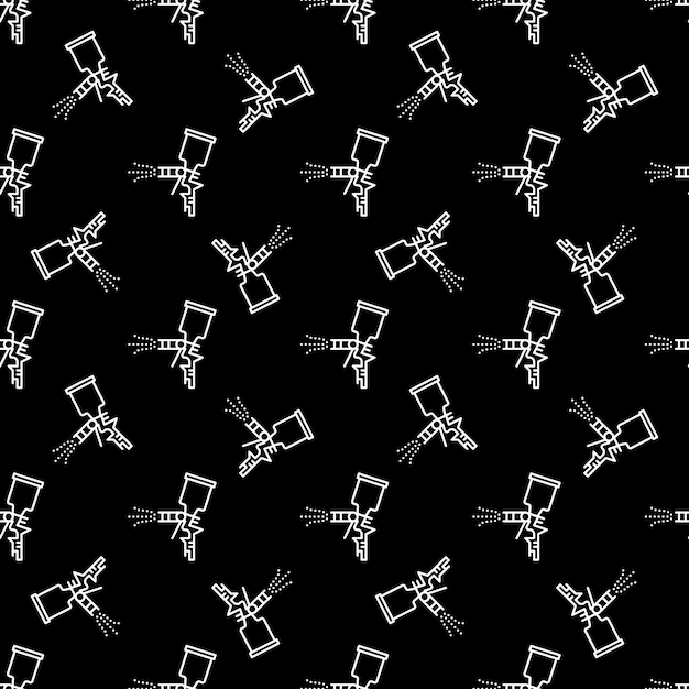 Automotive Paint background seamless pattern with Paint Spray Gun outline icon