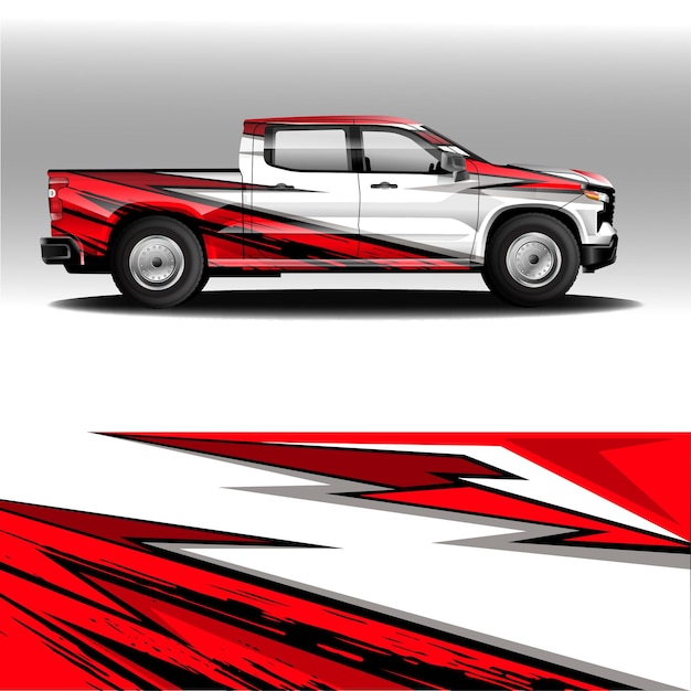 Automotive pick up truk wrap design vector