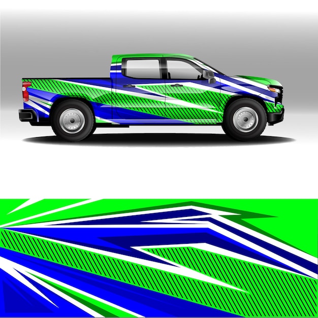 Automotive pick up truk wrap design vector