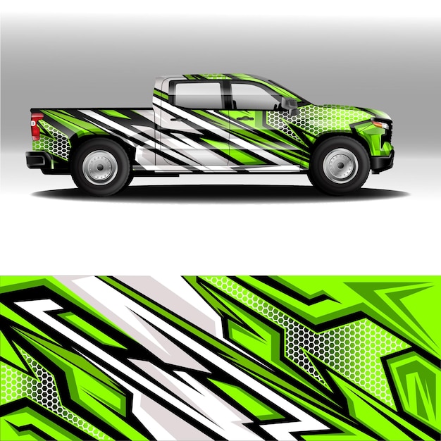 Automotive pick-up truk wrap ontwerp vector