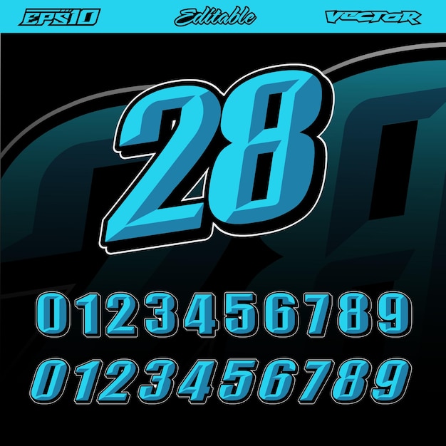 Automotive racing number effect design full vector editable