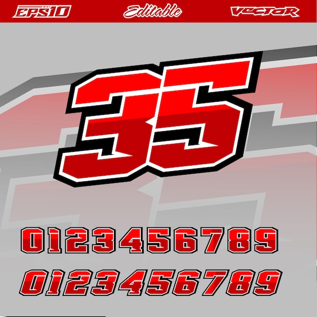 Vector automotive racing number effect design full vector editable