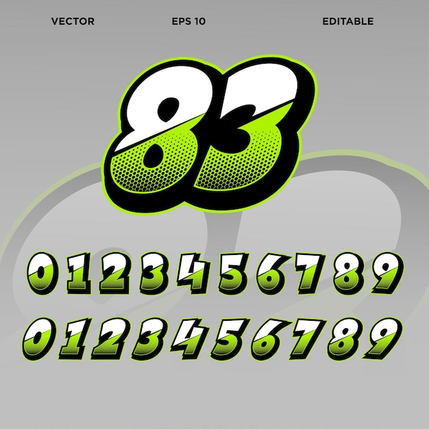 Automotive racing number effect designs