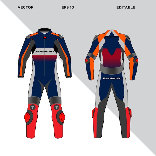 Modello di design per abbigliamento sportivo da corsa automobilistica