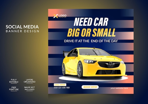 Vector automotive rent car social media post design template