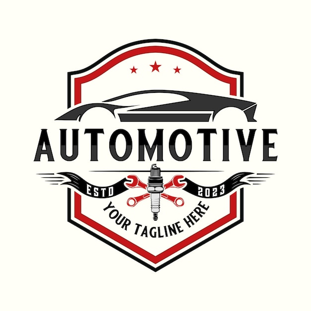 Vettore logo di officina di riparazione automobilistica design moderno di officina automobilistica per officine di riparazioni automobilistiche
