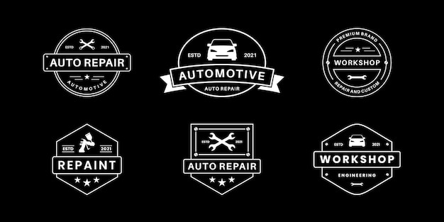 Automotive reparatie, service, monteur logo ontwerp badge collectie