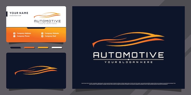 Automotive sport car logo design with creative concept and business card design premium vector