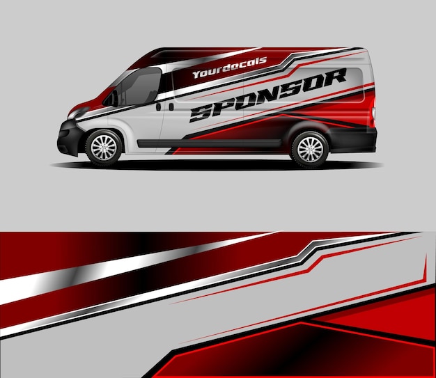 Automotive van wrap design template vector editable