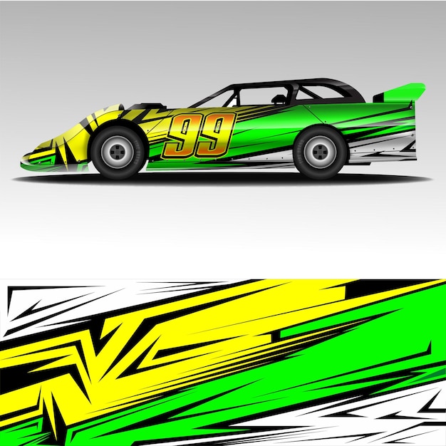 Automotive vehicle wrap and livery design vector template